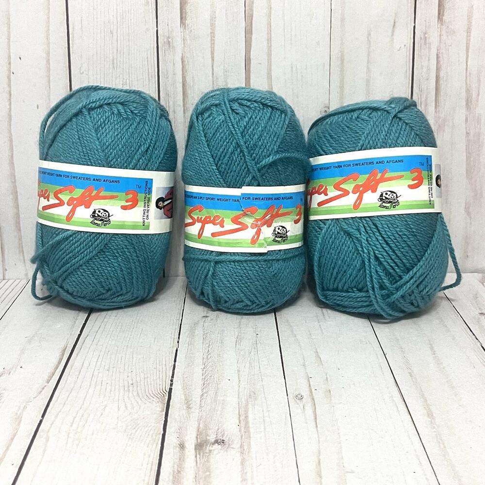 Vintage Lana Moro Super Soft 3 Yarn 50g/175 yds each Color# 461 Teal Lot of 3
